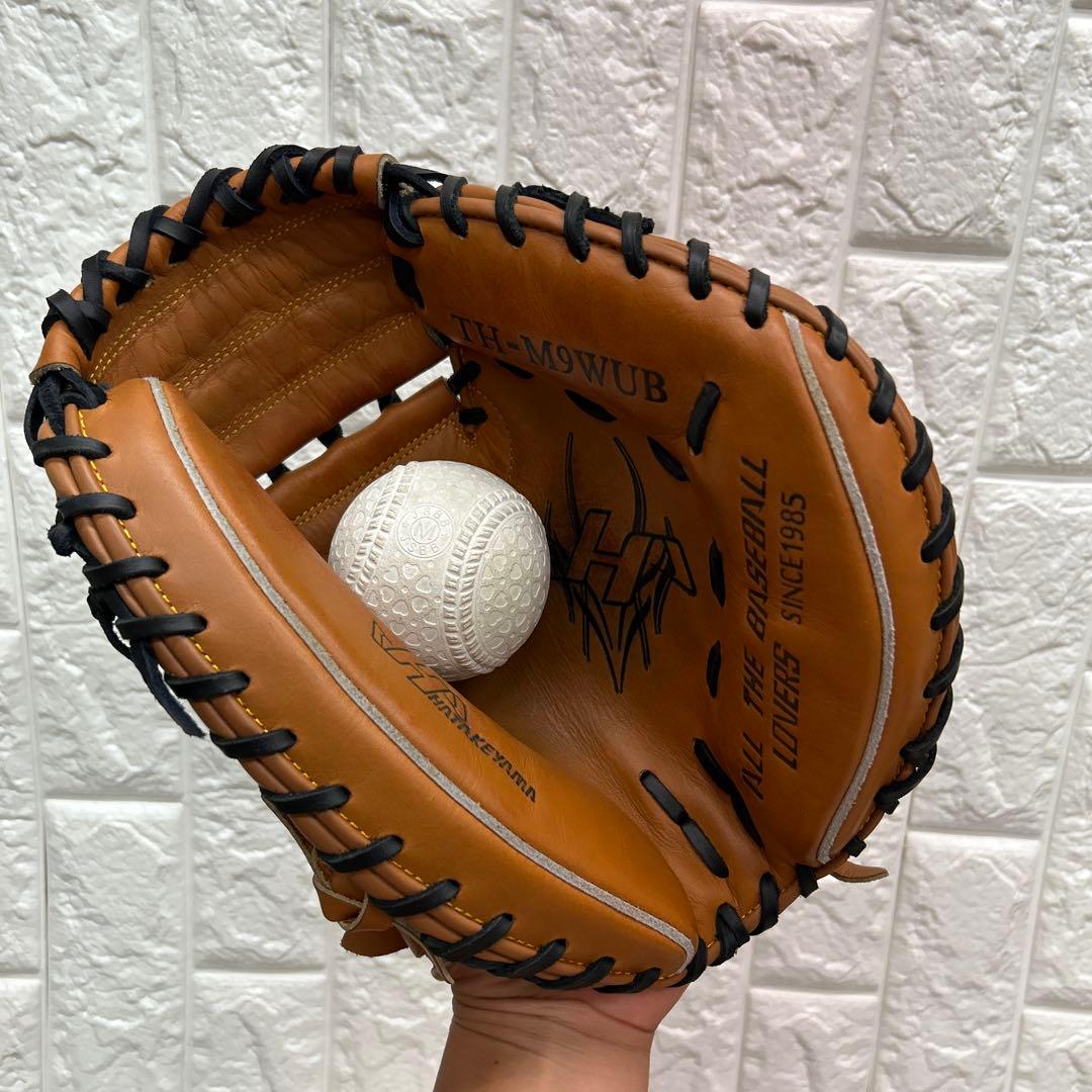 【美品】野球 グローブ 軟式 一般 キャッチャーミット ハタケヤマ