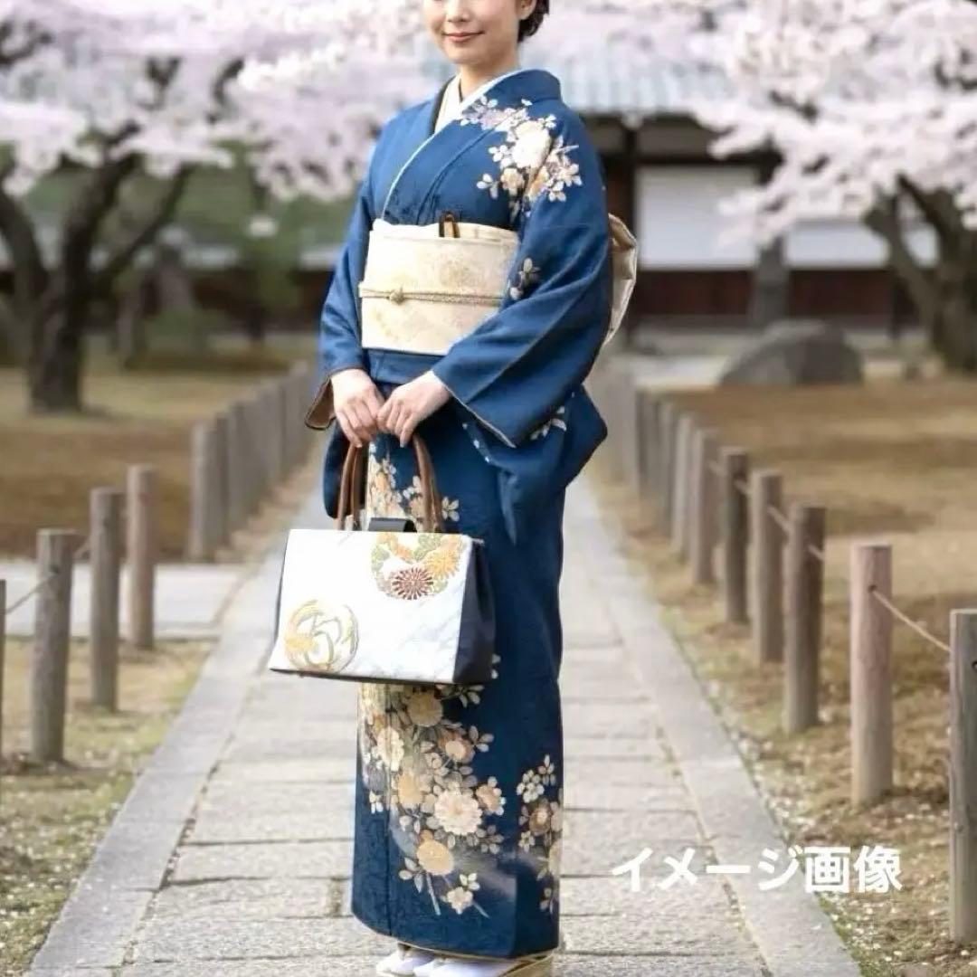 豪華✨1点物✨西陣織 利休バッグ 正絹 帯地 華やか 菊文様 和装トート 礼装用