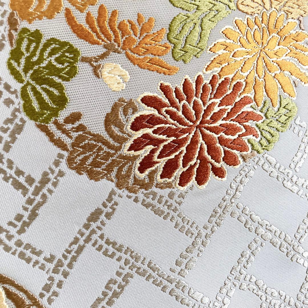 豪華✨1点物✨西陣織 利休バッグ 正絹 帯地 華やか 菊文様 和装トート 礼装用