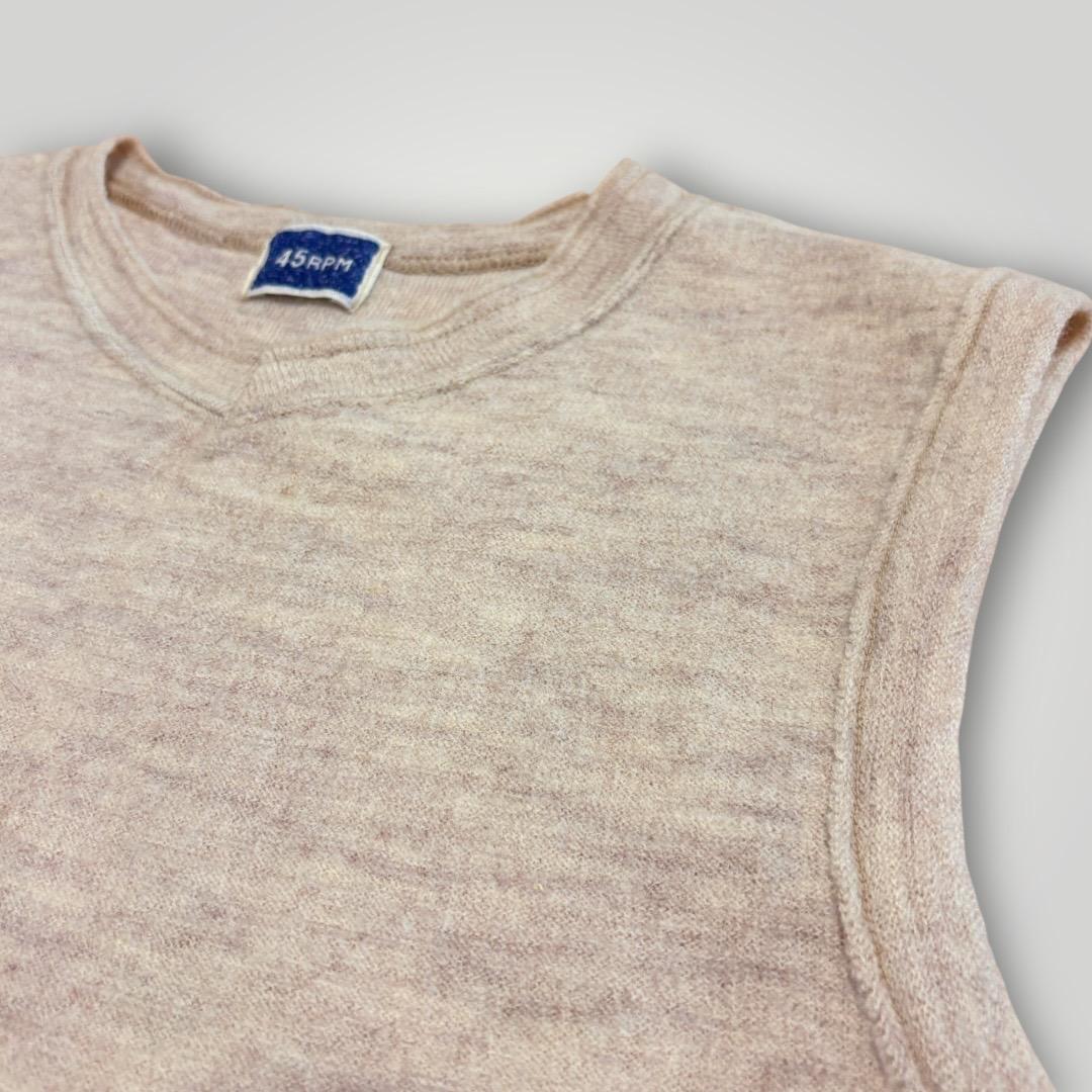 【45rpm】ウール100% ニットベスト M ナチュラル ベージュ カジュアル