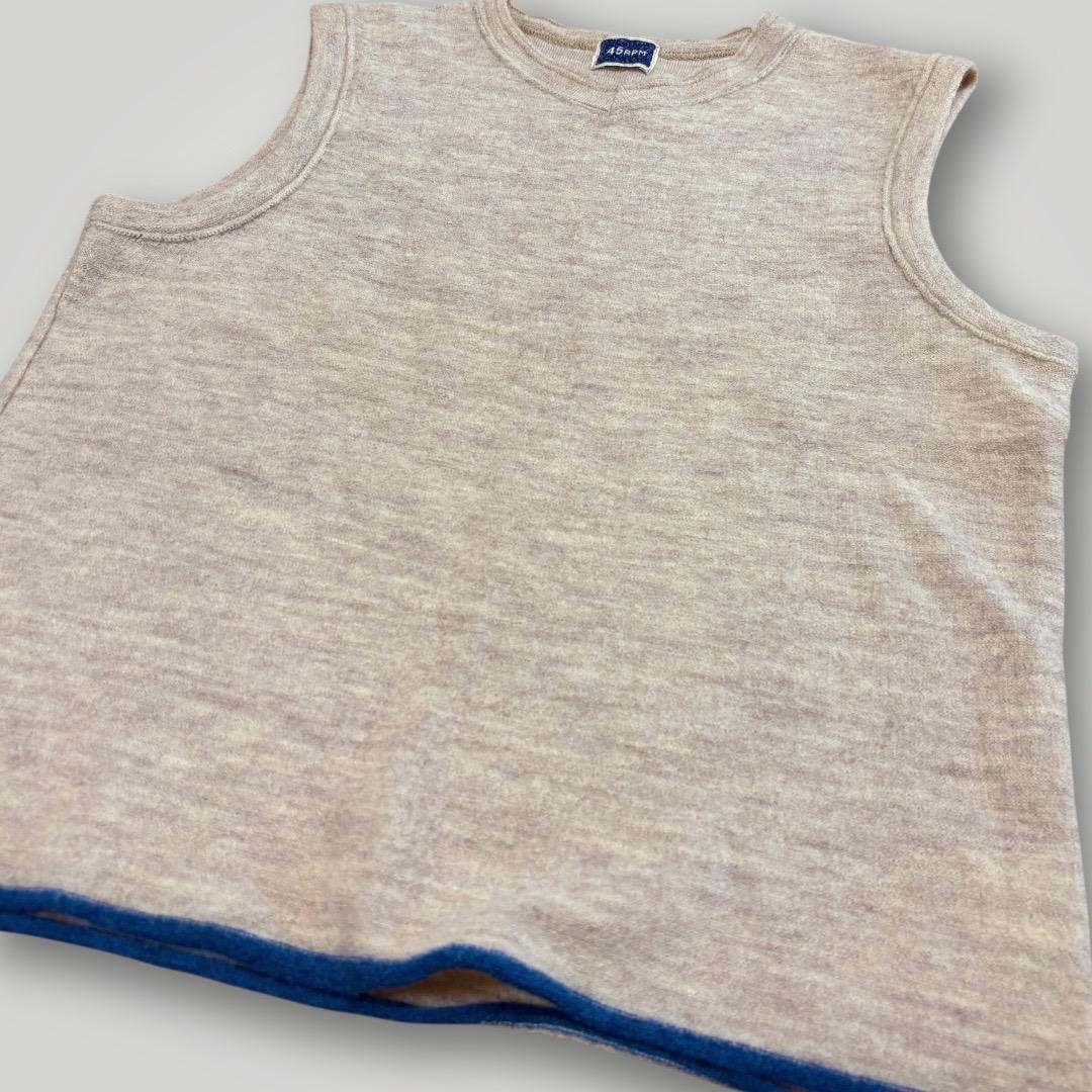 【45rpm】ウール100% ニットベスト M ナチュラル ベージュ カジュアル