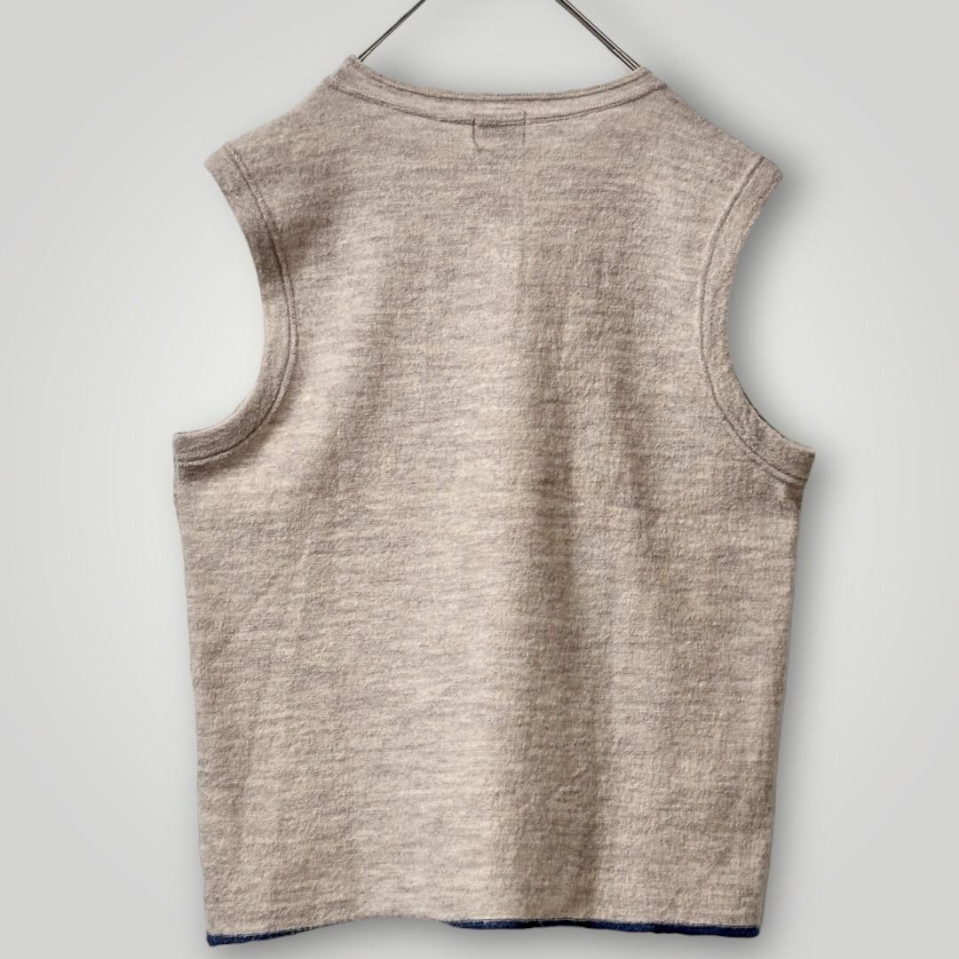 【45rpm】ウール100% ニットベスト M ナチュラル ベージュ カジュアル