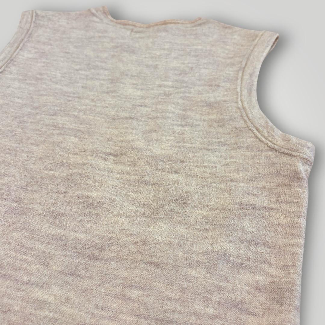 【45rpm】ウール100% ニットベスト M ナチュラル ベージュ カジュアル