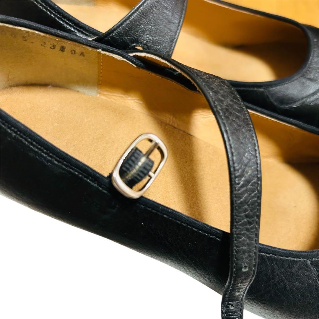 フラメンコ用シューズ 23.5㎝ ブラック　クロスストラップ付き　ヒール高さ5㎝