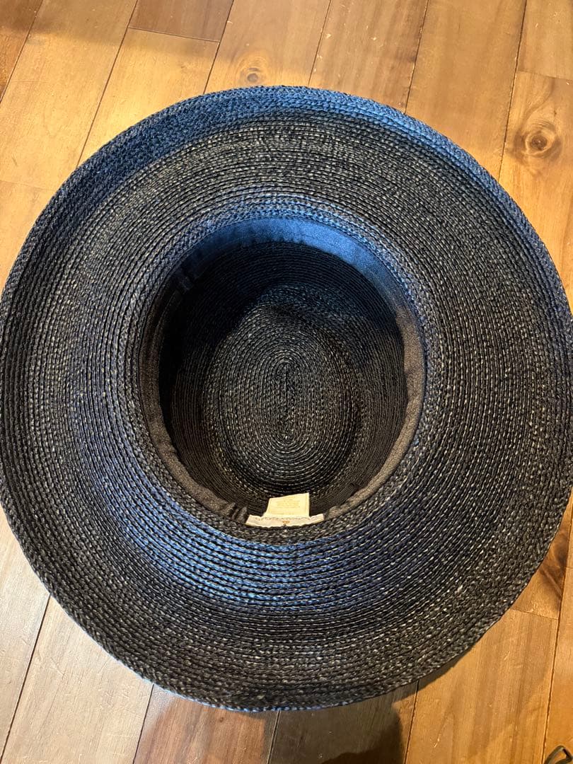 極美品　ヘレンカミンスキー　ラフィア　麦わら帽子　黒　ブラック