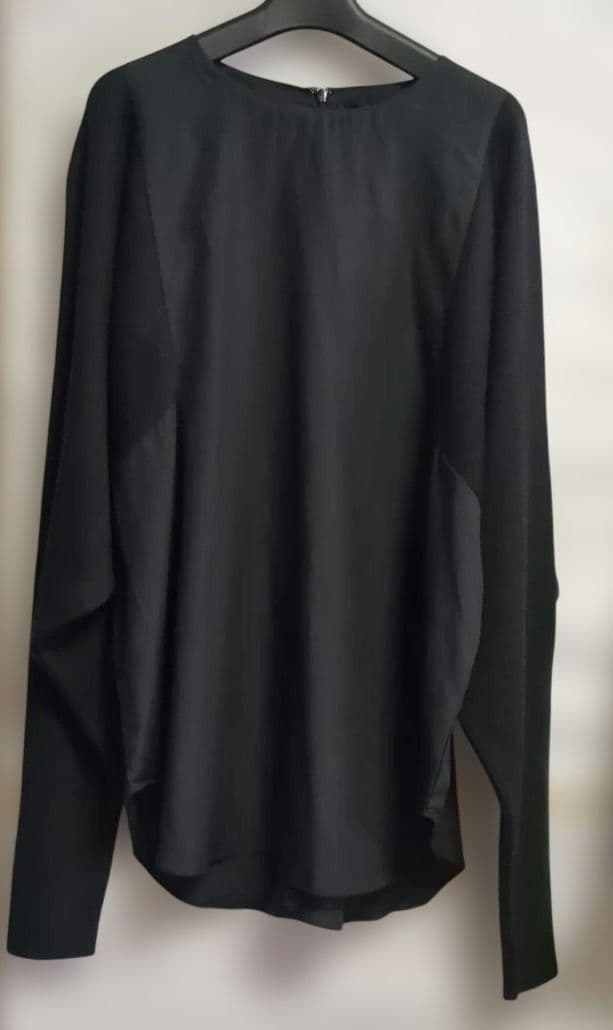 Munich◆未使用タグ付きセルロースコットンブロード×ニットドッキングブラウス