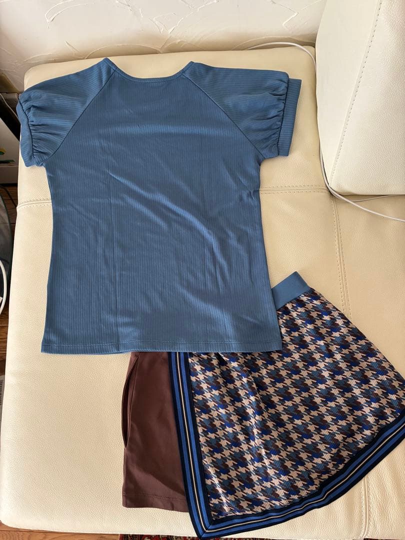 FILA テニスウェア セットSサイズ 青/ブラウン チェック柄