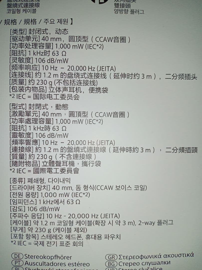 SONY　MDR-7506　有線　元箱、取説付き