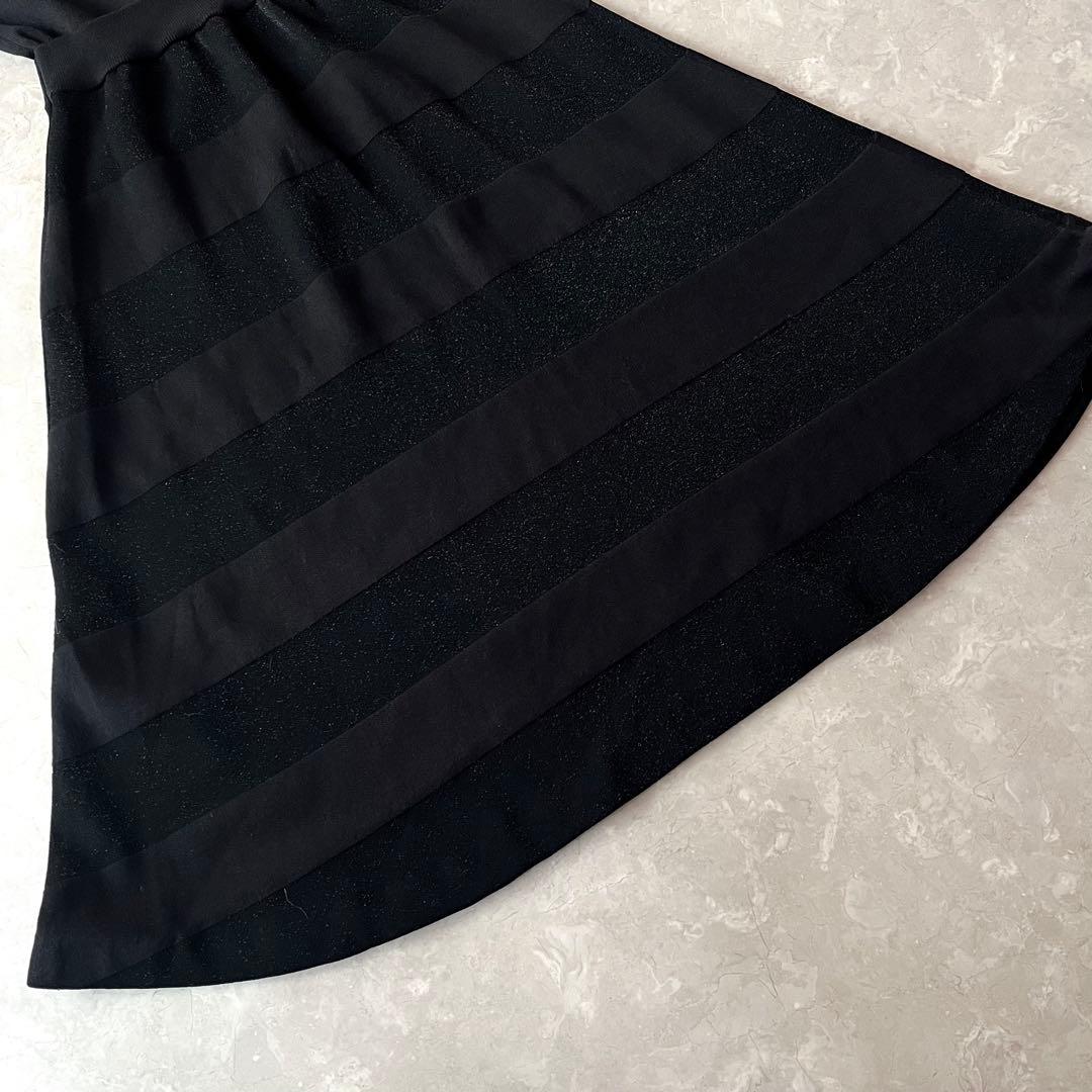 極美品☆Ballsey／シルク混ノースリーブニットワンピース M 黒 ストレッチ