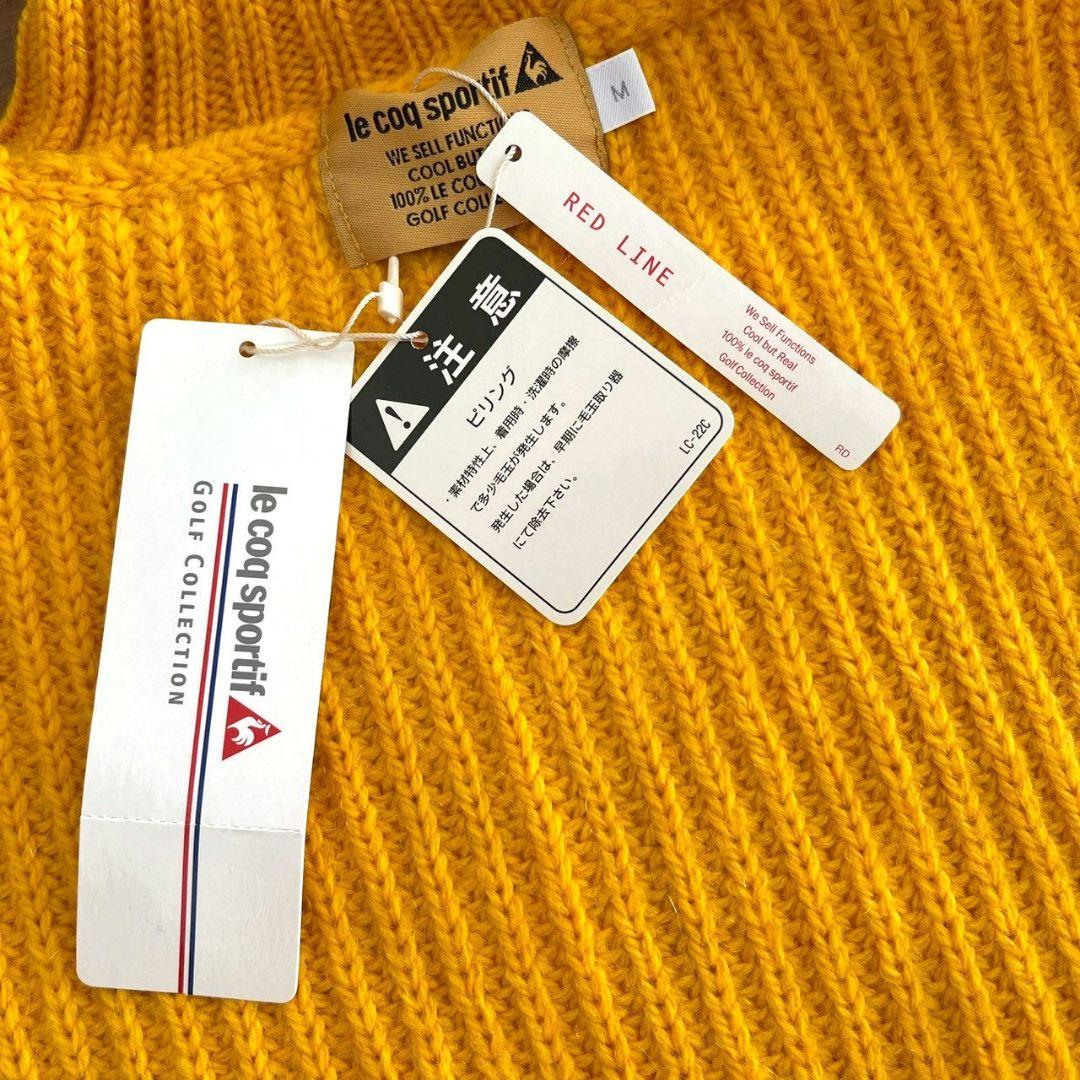 ルコックスポルティフ▶半袖ニット M イエロー 未使用タグ付 春ゴルフ