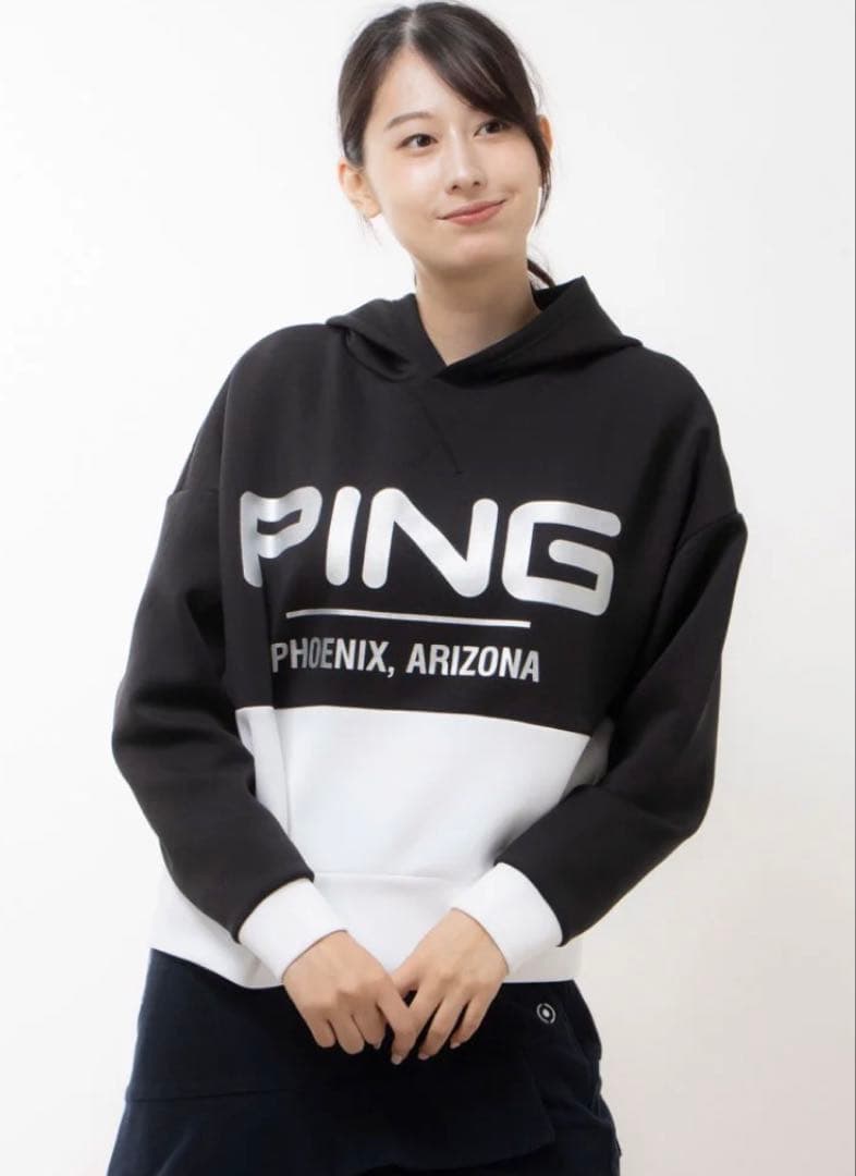 L ☆新品☆ ping （ピン）　 レディースフード付きゴルフウェア　ブラック