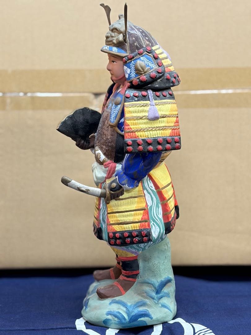 五月人形　土人形　骨董品　古物　インテリア　置物　縁起物　ガラスケース付き