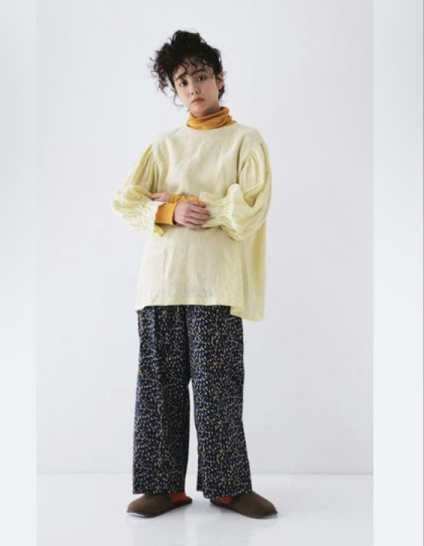 ネストローブ　リネンバックネックリボン2wayブラウス　クリーム　麻100%