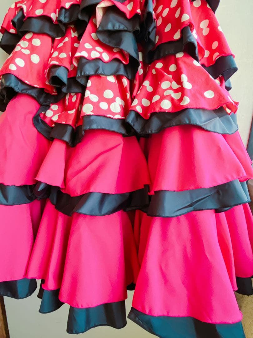 フラメンコ　ピンク水玉　ファルダ　衣装