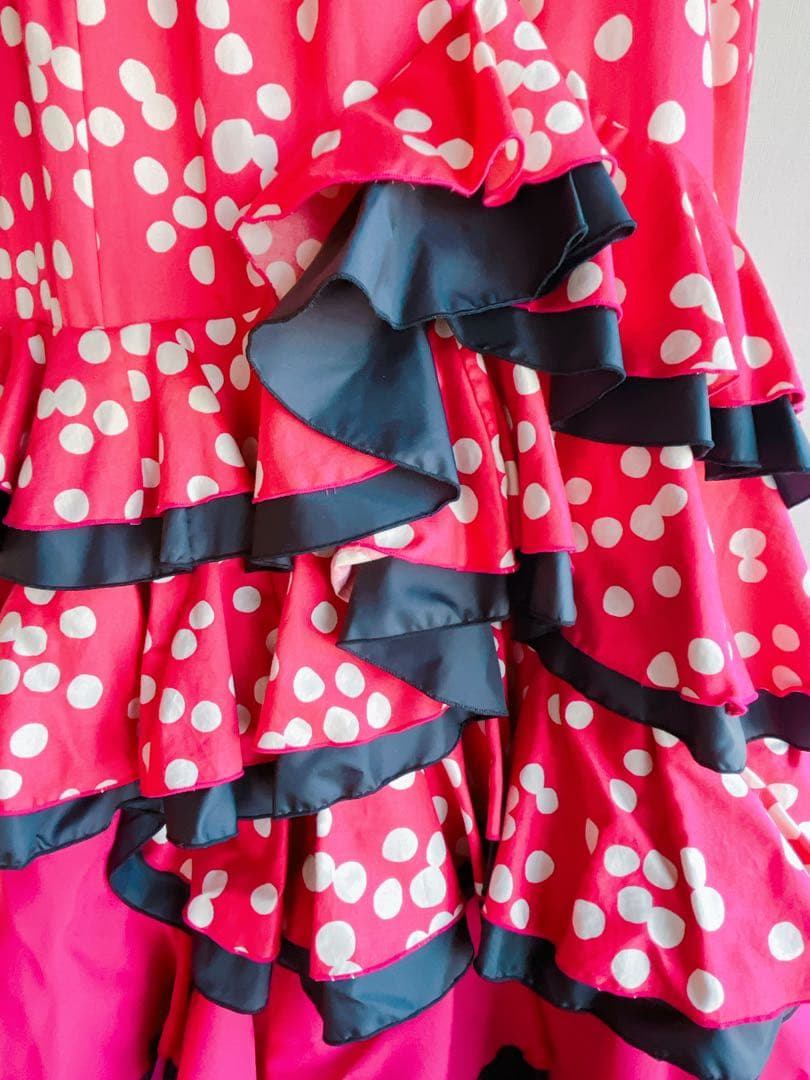 フラメンコ　ピンク水玉　ファルダ　衣装