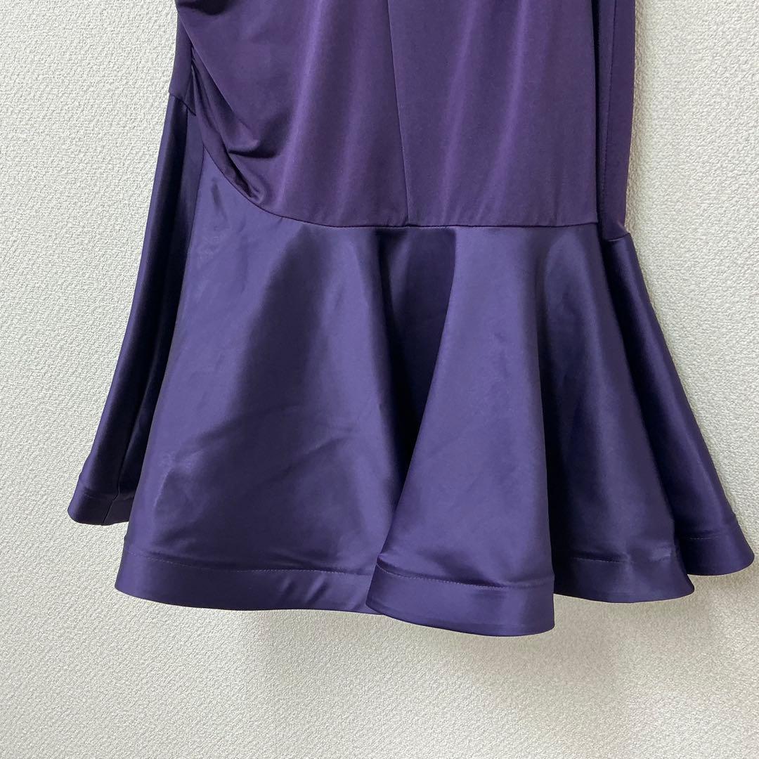 フリル付きパープルオフショルダー　スカートセットアップ◎