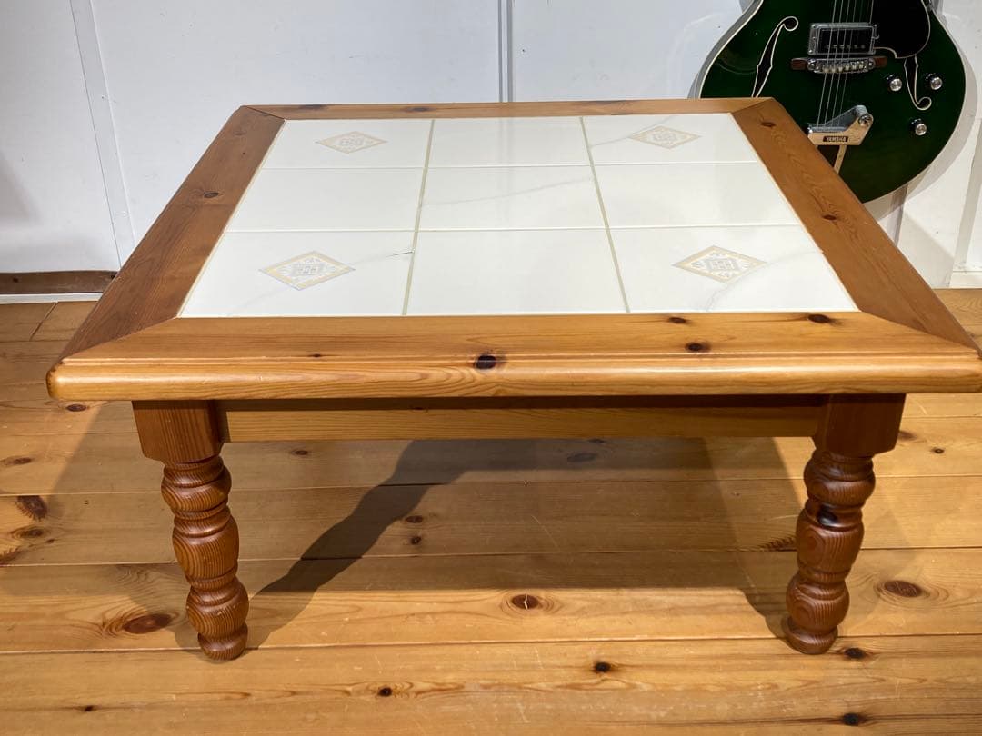 イタリア製 タイル ウッド ローテーブル コーヒーテーブル センターテーブル ナ