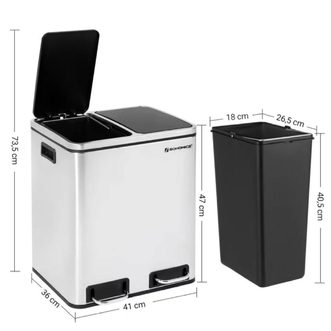 【未使用】ペダル式 ２分別ゴミ箱