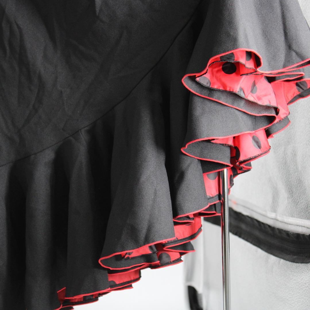 【美品 日本製 フラメンコ衣装】ブラック×ドット柄 CHACOTT ファルダ 黒