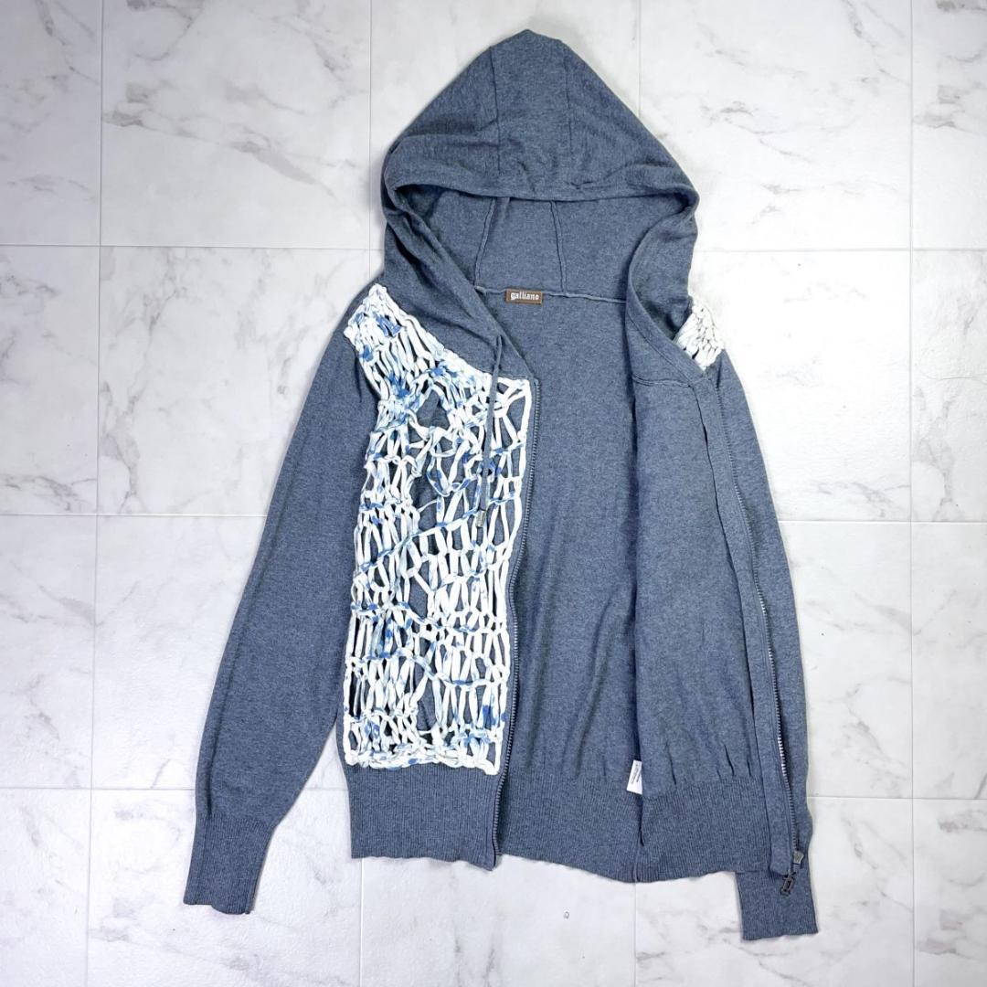 ジョンガリアーノ 編込デザインパーカー グレー サイズS*MD702