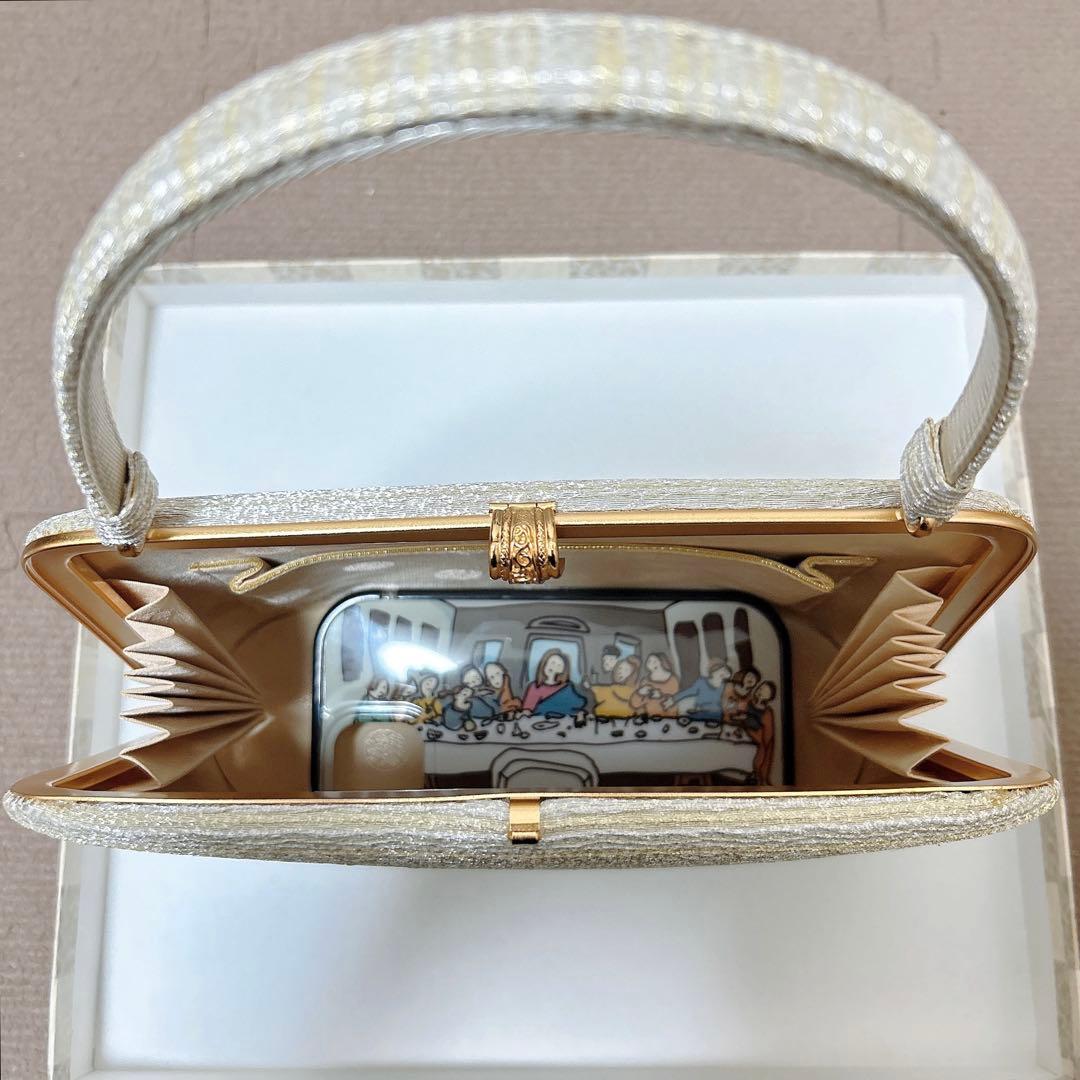 神田胡蝶　和装バッグ　フォーマル　やたら織天溝　正絹　金銀糸　礼装