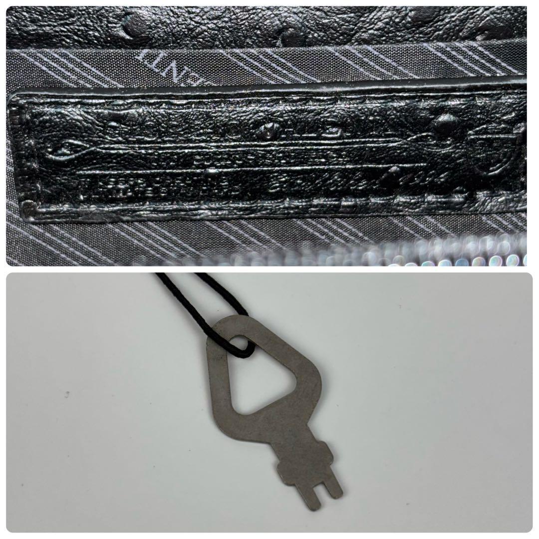 未使用✨ジョルジオバレンティ オーストリッチ セカンドバッグ 型押 ブラック 黒