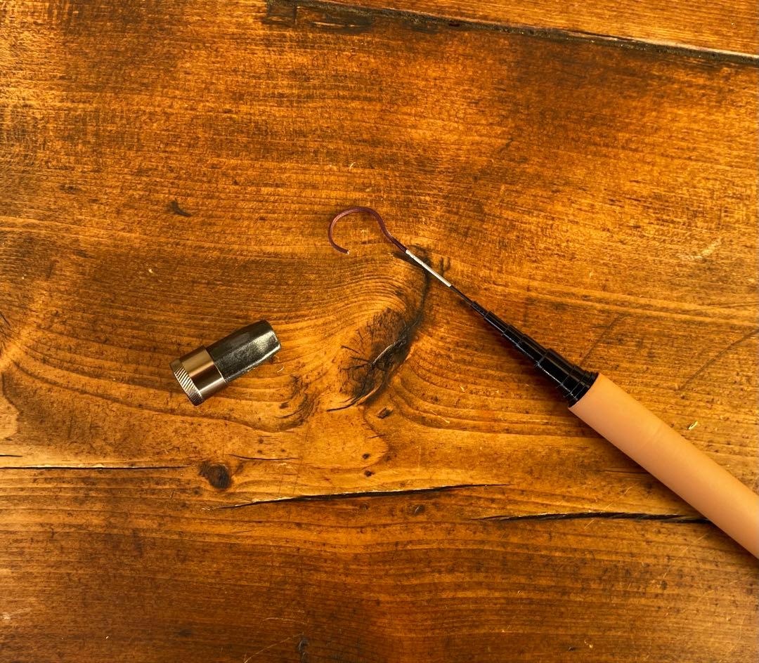 小物釣り竿　タナゴ竿　ブラウン×ホワイト　180cm ウッドグリップ　振り出し竿