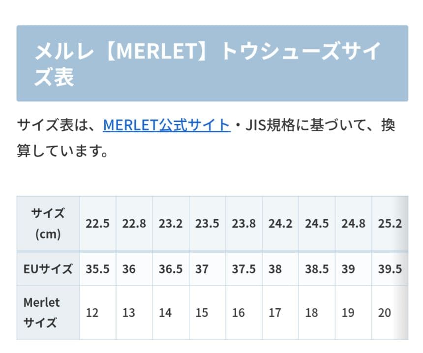 ［未使用］メルレ　プルシヨン トゥシューズ 14 (23.2)