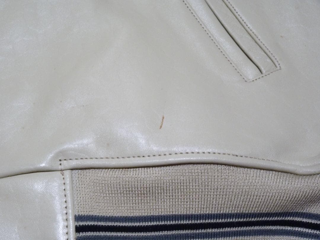 メルオジ　ロカウェア　本革　レザージャケット　クリーム　3XL