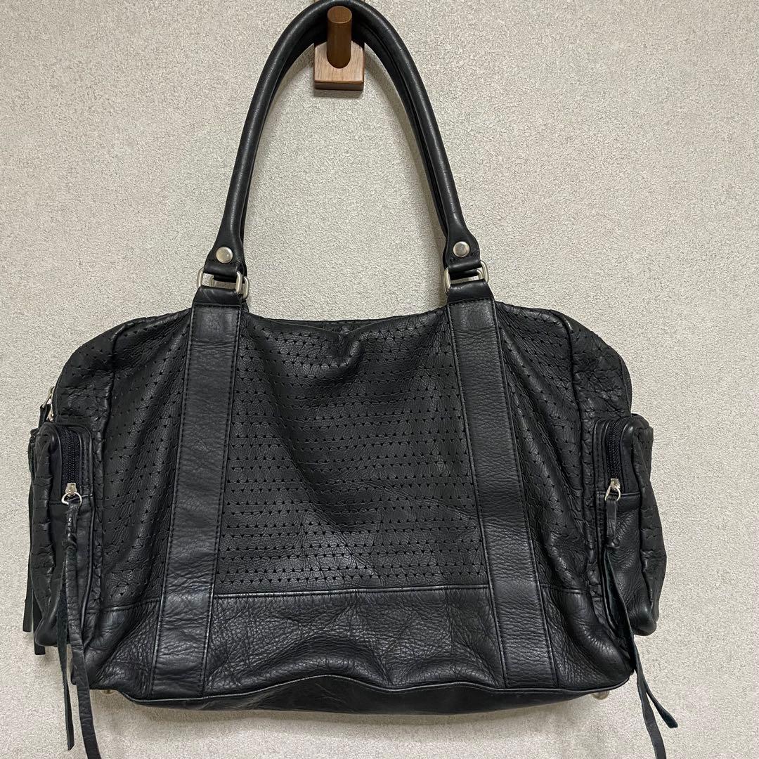 LIMI feu リミフゥ レザー　バッグ ボストン　バンド　ブラック　黒