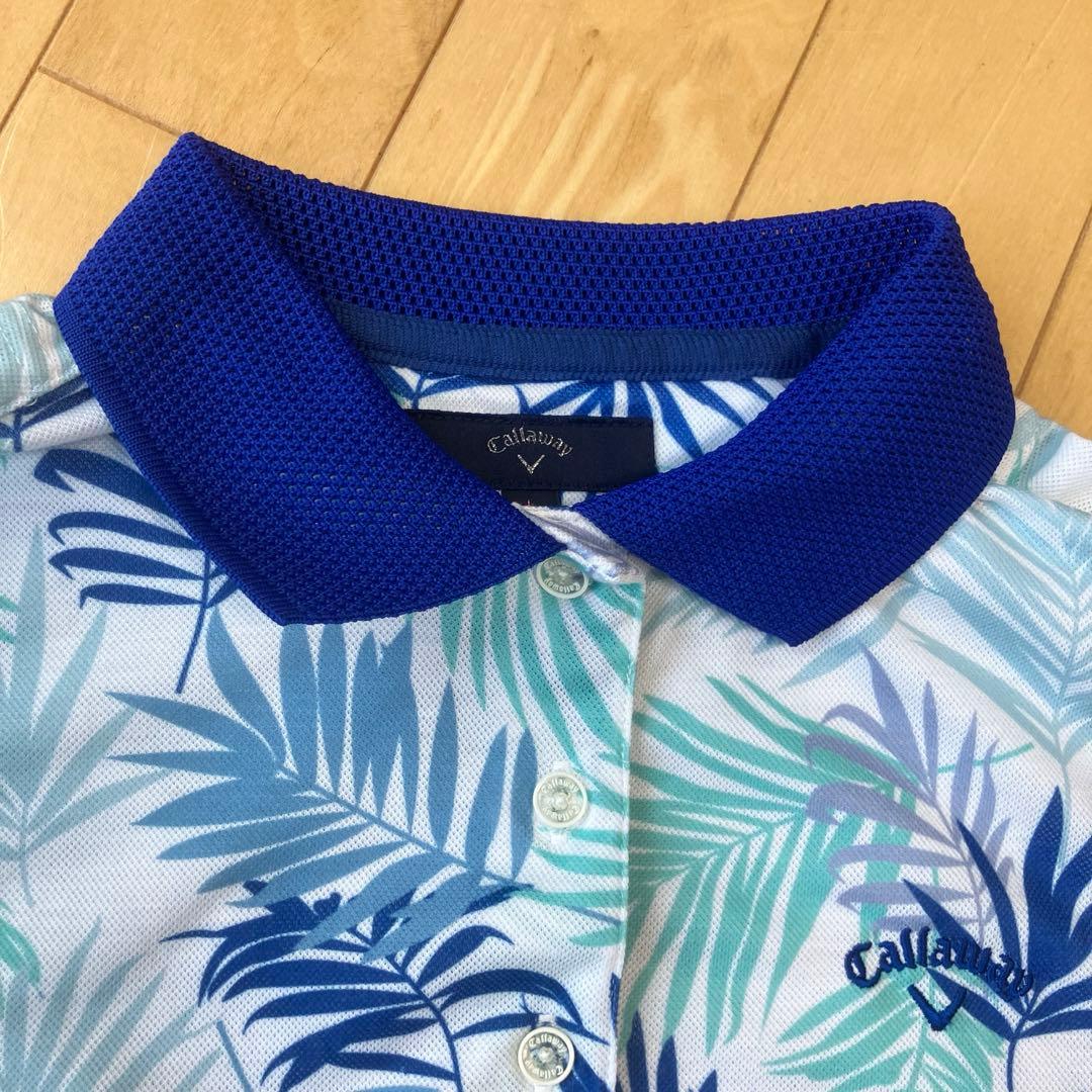 極美品キャロウェイゴルフポロシャツセットマルチカラーブランドロゴ刺繍リーフ柄葉柄