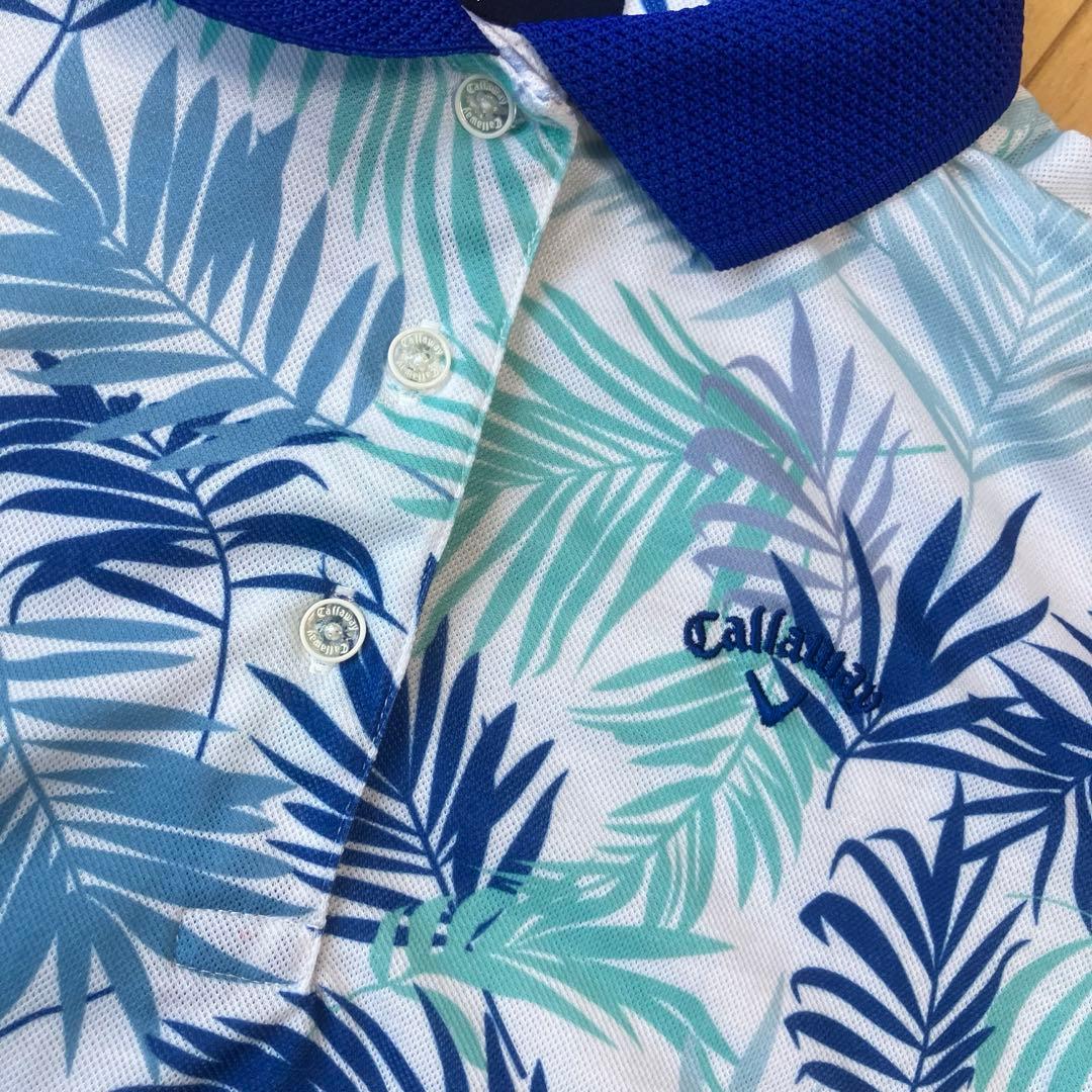 極美品キャロウェイゴルフポロシャツセットマルチカラーブランドロゴ刺繍リーフ柄葉柄