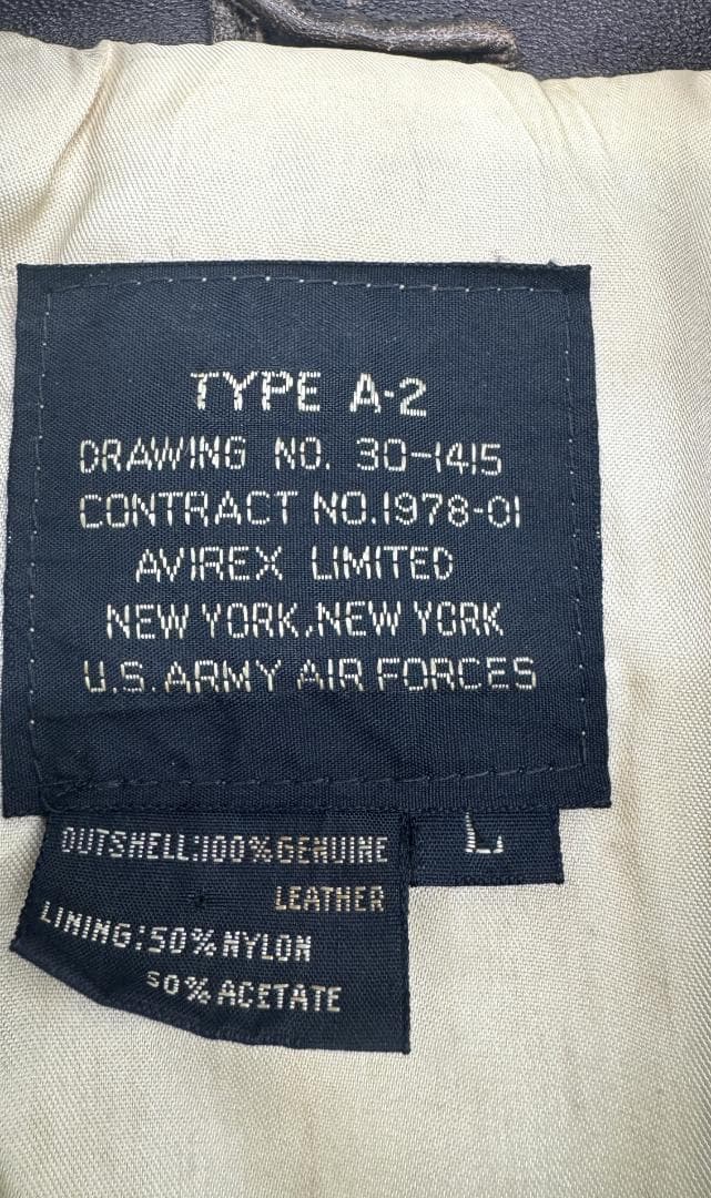 ★AVIREX アヴィレックス A-2 フライトジャケット レザー
