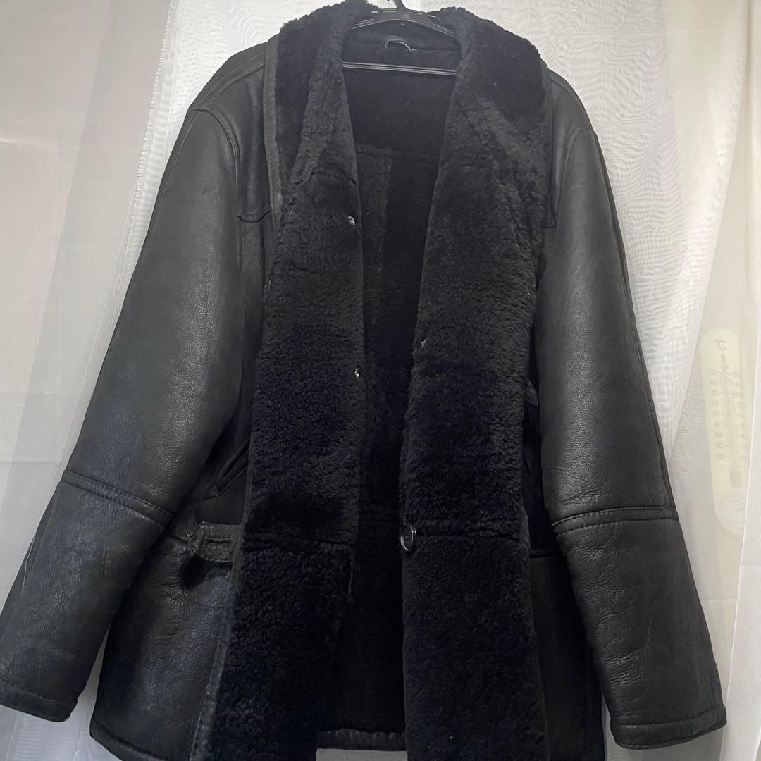 皮ジャケット　メンズレザージャケット　内ボア　ムートン　暖かムートンジャケット