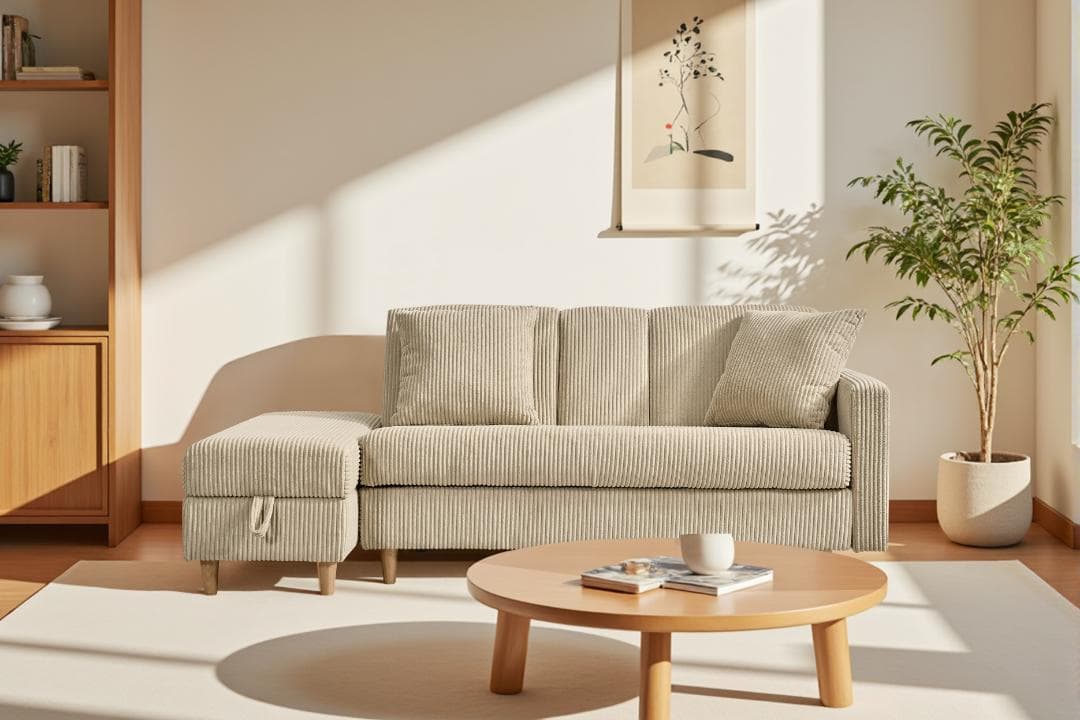 ソファ　ソファーベッド　カウチソファ　3人掛け　オットマン付き　多機能ソファ