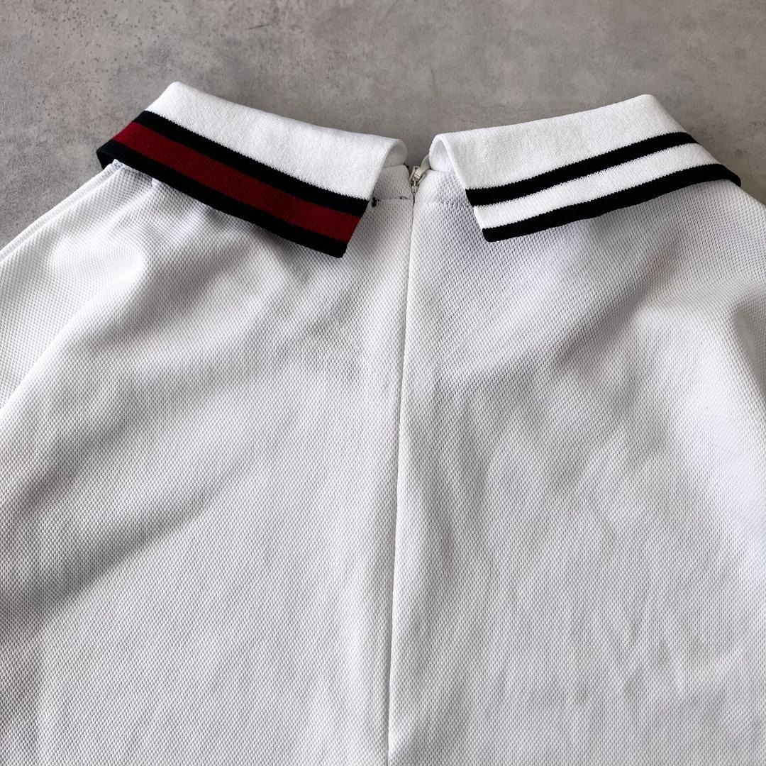 美品　トミーヒルフィガー ゴルフ　バックファスナー LSシャツ 　白　1015