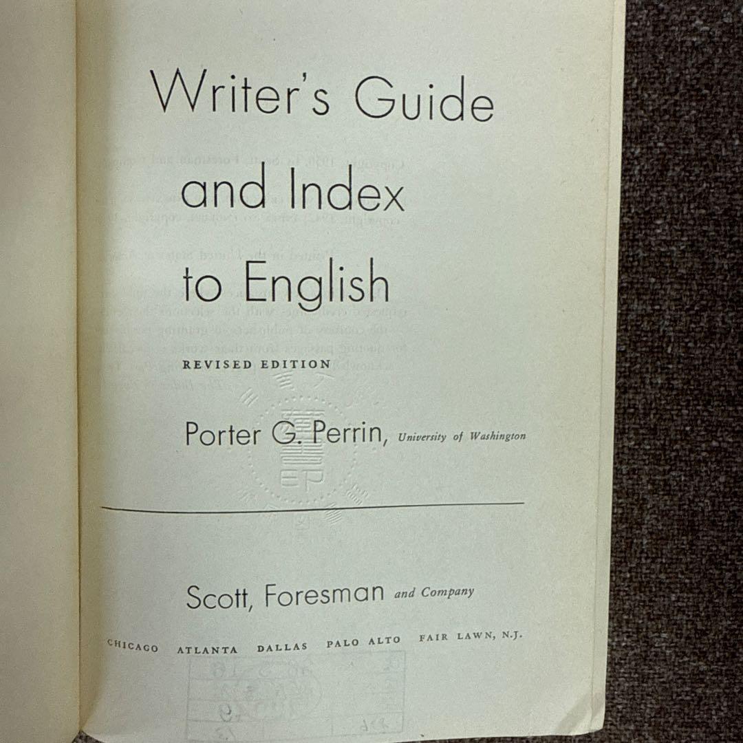 洋書 Writer's Guide and Index to English