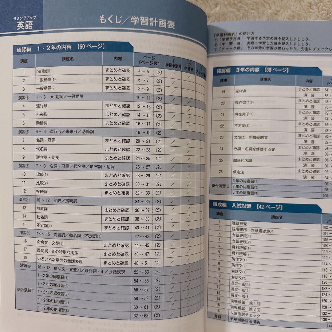 サミングアップ 英語 国語 理科 社会 数学6冊セット　確認テスト解答付き
