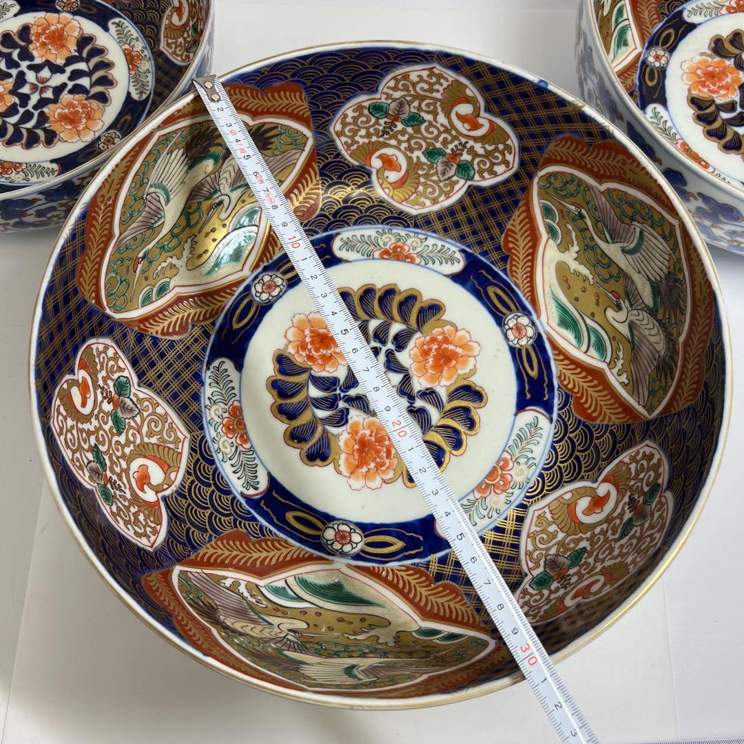 古伊万里　三ツ大鉢　木箱付　直径31/28/25㎝　東Y7-1217④