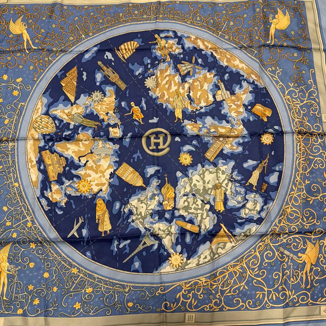 エルメス　スカーフ　カレ90 世界地図