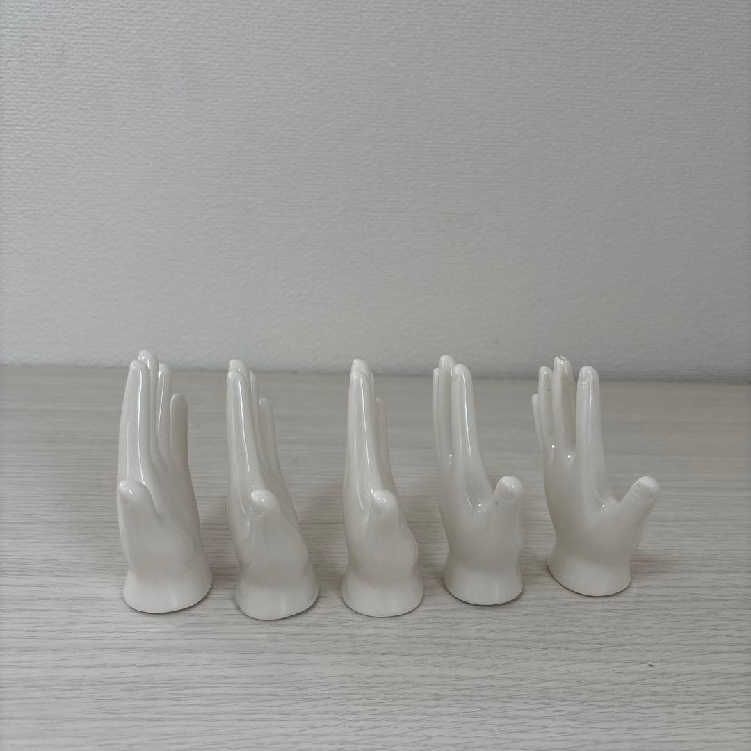手のオブジェ　リングスタンド　ハンド　陶器スペースエイジ　置物アートモダン