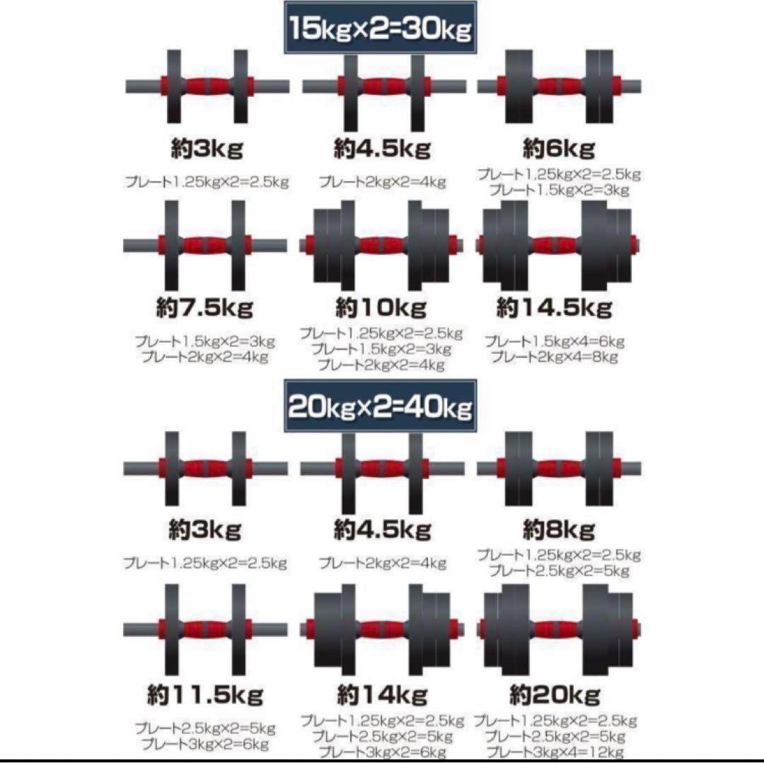 限定販売　人気ダンベル 可変式 20kg可変式ダンベル40kg 多機能2個セット