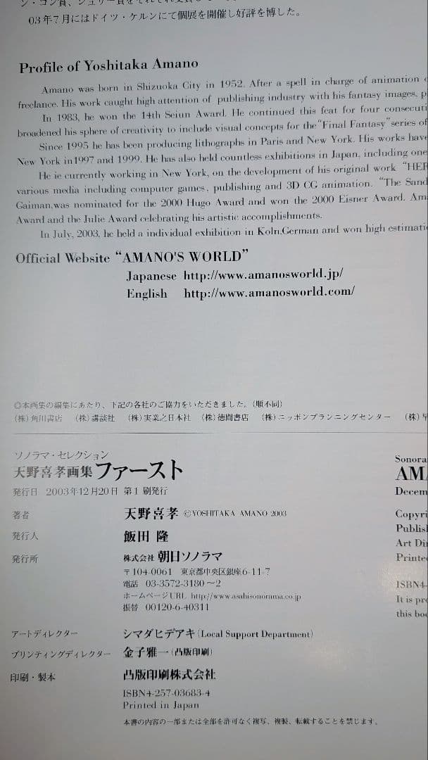 【絶版・希少本】天野喜孝 画集 AMANO FIRST 帯付き