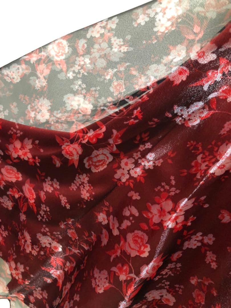 社交ダンス練習着レッスン着パーティ新品花柄フリルオーガンジー上下セットドレス