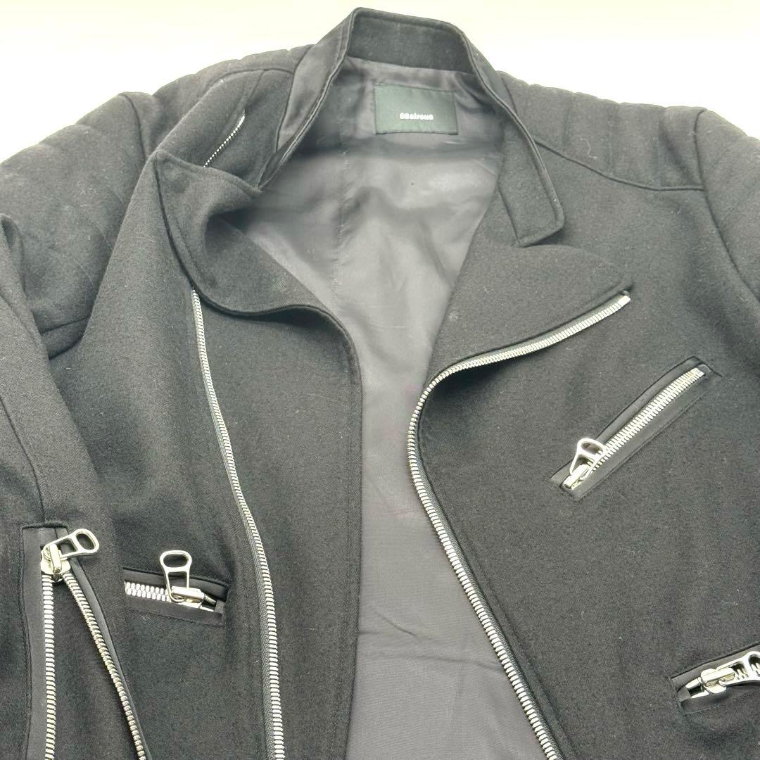 超美品　08sircus ダブルライダース ウールジャケット 黒　48 メンズ