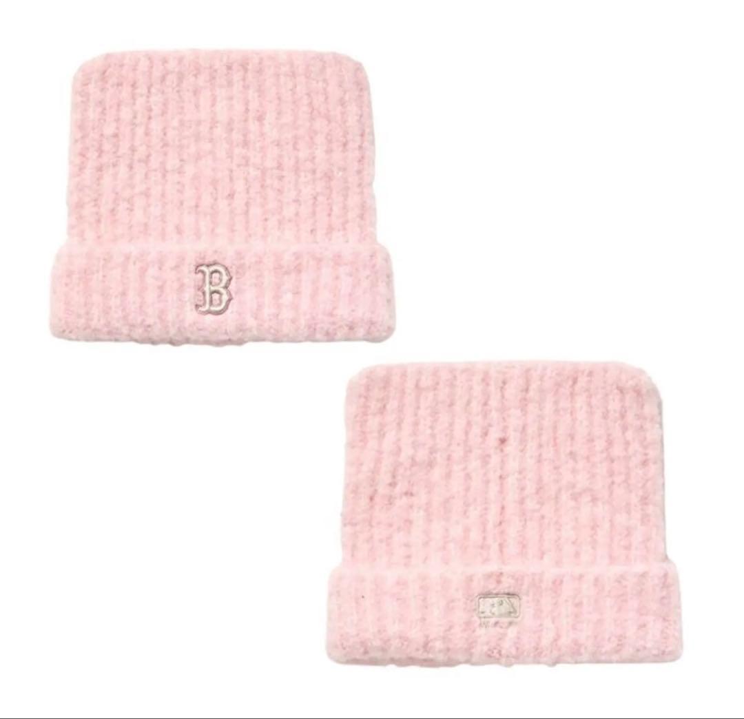 MLB Korea　カリナ着用 ビーニー ピンク　猫耳ニット帽　韓国限定　完売品