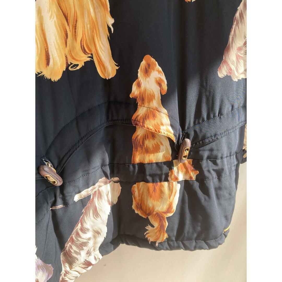 Used 80s 美しい大型犬モチーフ♡ ハーフ丈 ふわふわ パフコート