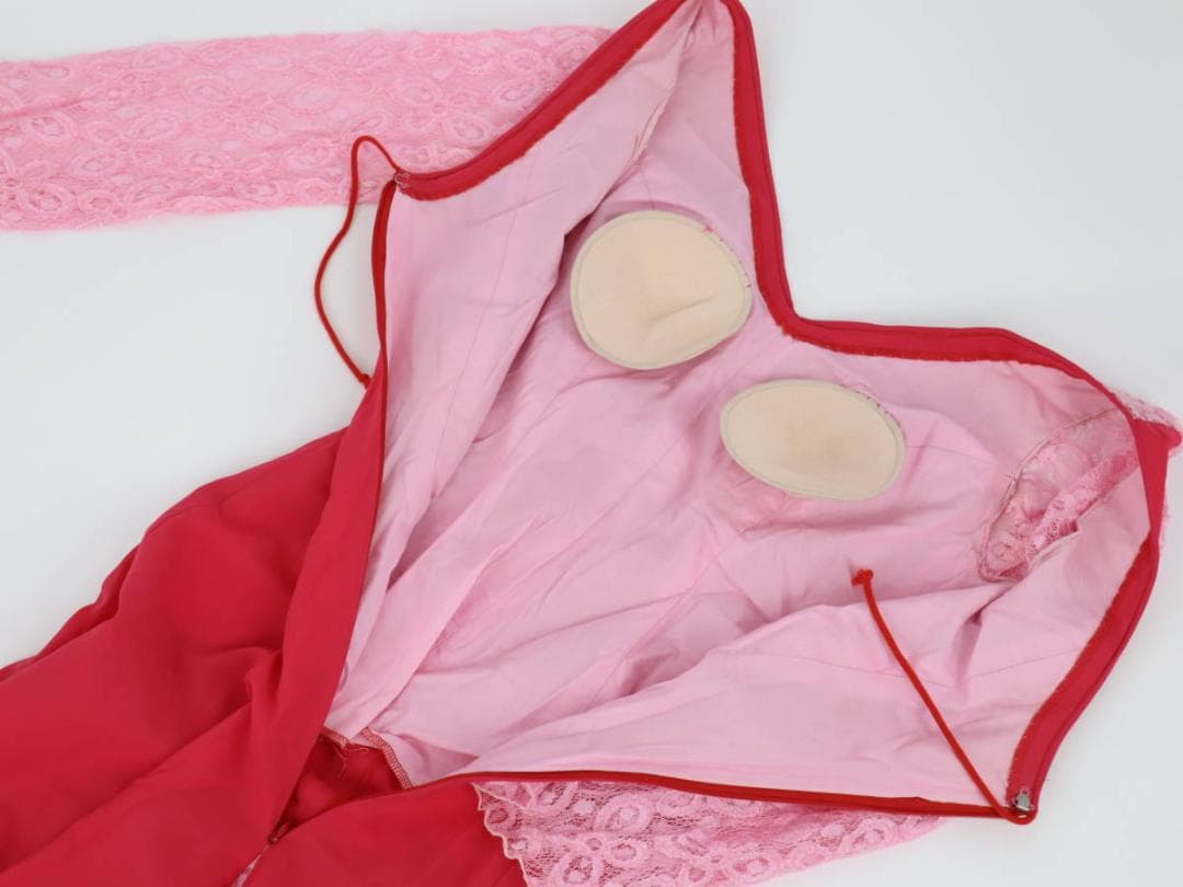 【フラメンコ衣装】艶やかピンク×淡いピンクレース地 ドレス ワンピース タンゴ