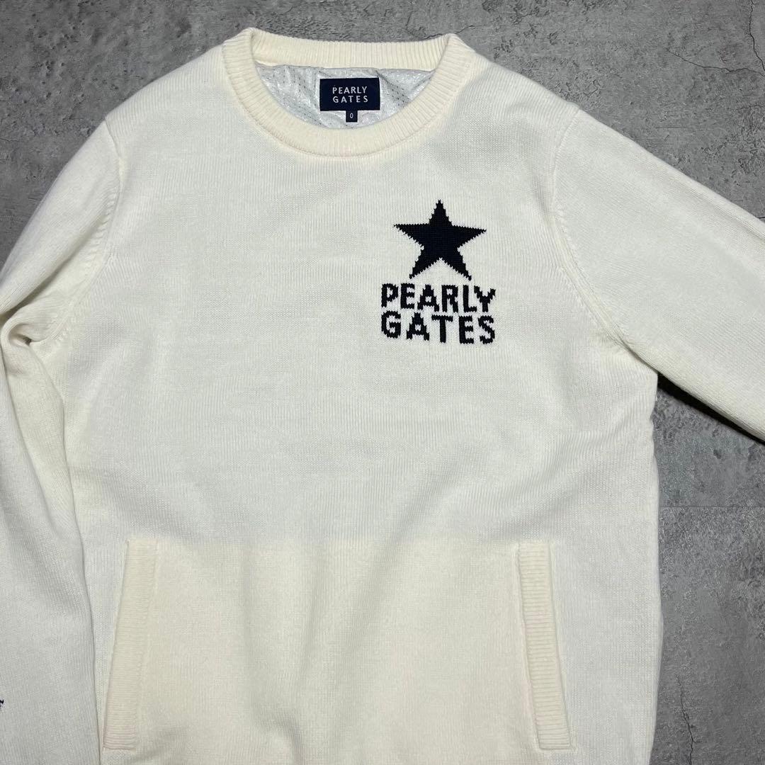 パーリーゲイツ　星　スター　ホワイト　裏地付き　ニット　セーター　0サイズ