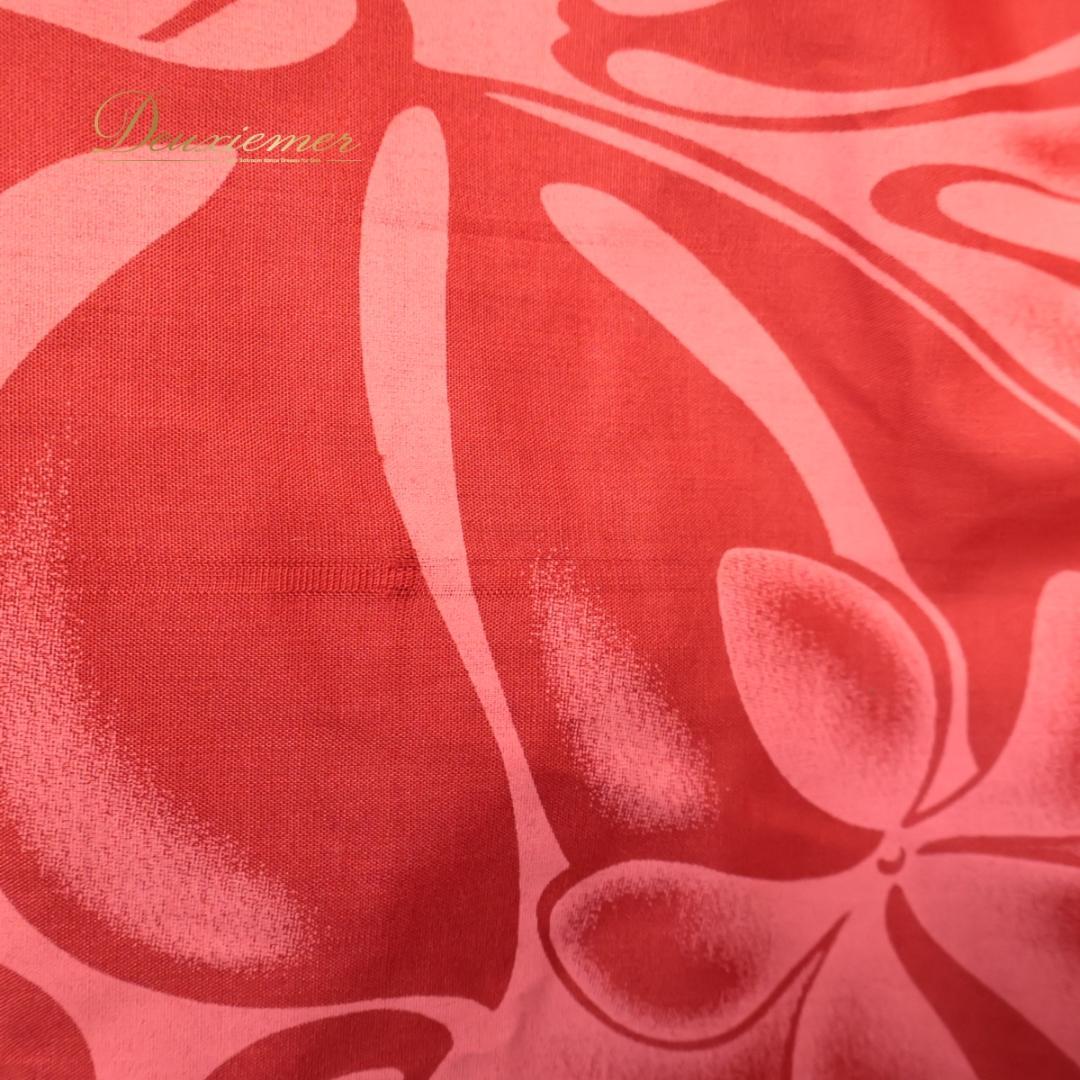 【日本製 フラダンス衣装】レッド Hula Ku ワンピース 赤 黒 花柄 ③